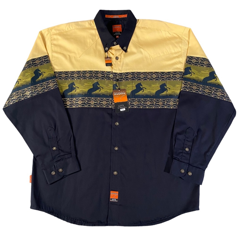 Vintage Rodeo Carte D'identite Shirt Mens XL Black Horse Cowboy Gaucho Western